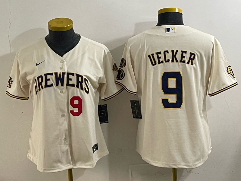Youth 2025 Milwaukee Brewers #9 Uecker Cream 2025 Nike MLB Jersey 012->youth mlb jersey->Youth Jersey